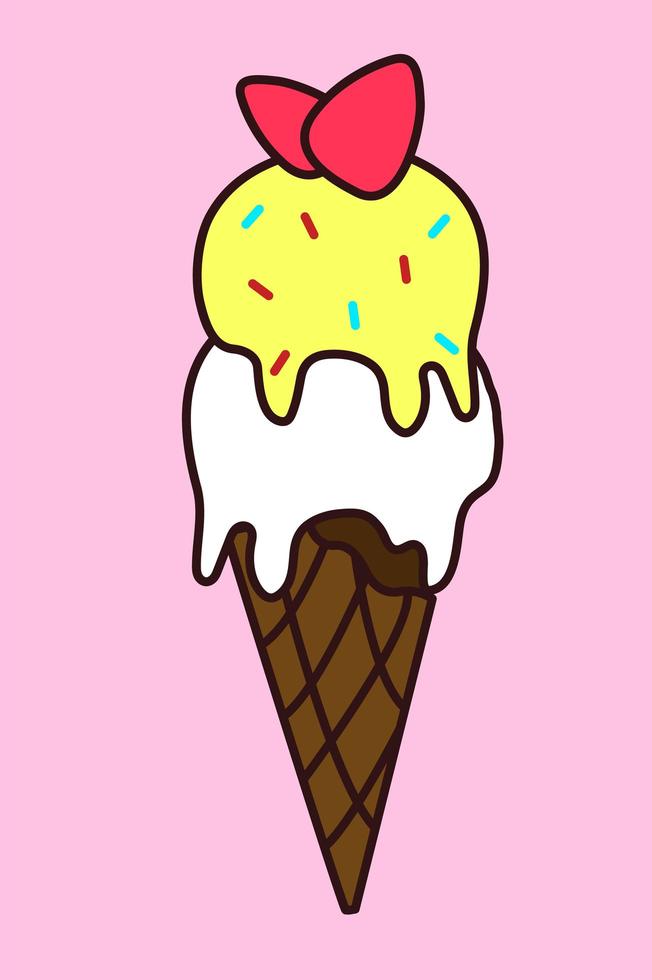 helado de vector en cono. estilo de dibujos animados