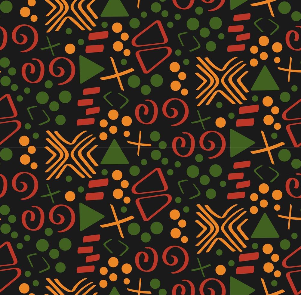 Tribal African ethnic seamless pattern with simple lines and figures vector