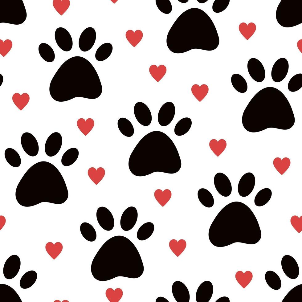 perro o gato pata vector de fondo transparente con corazones.