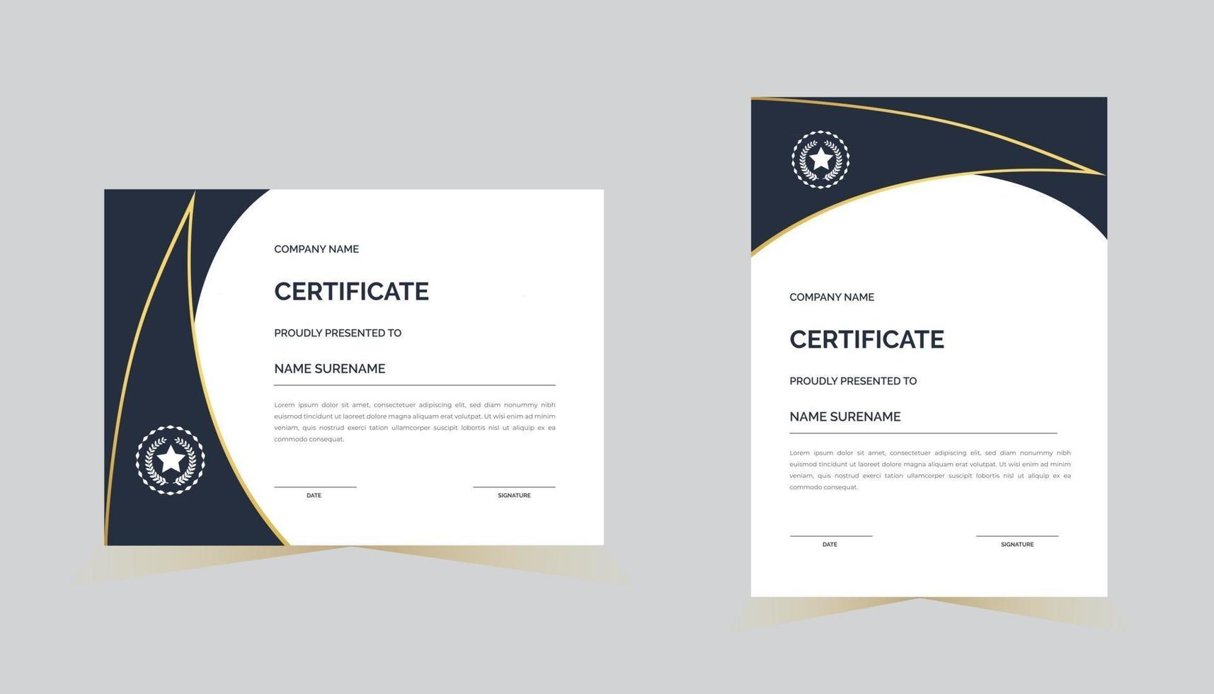 Creative certificate of appreciation award template with blue  color vector