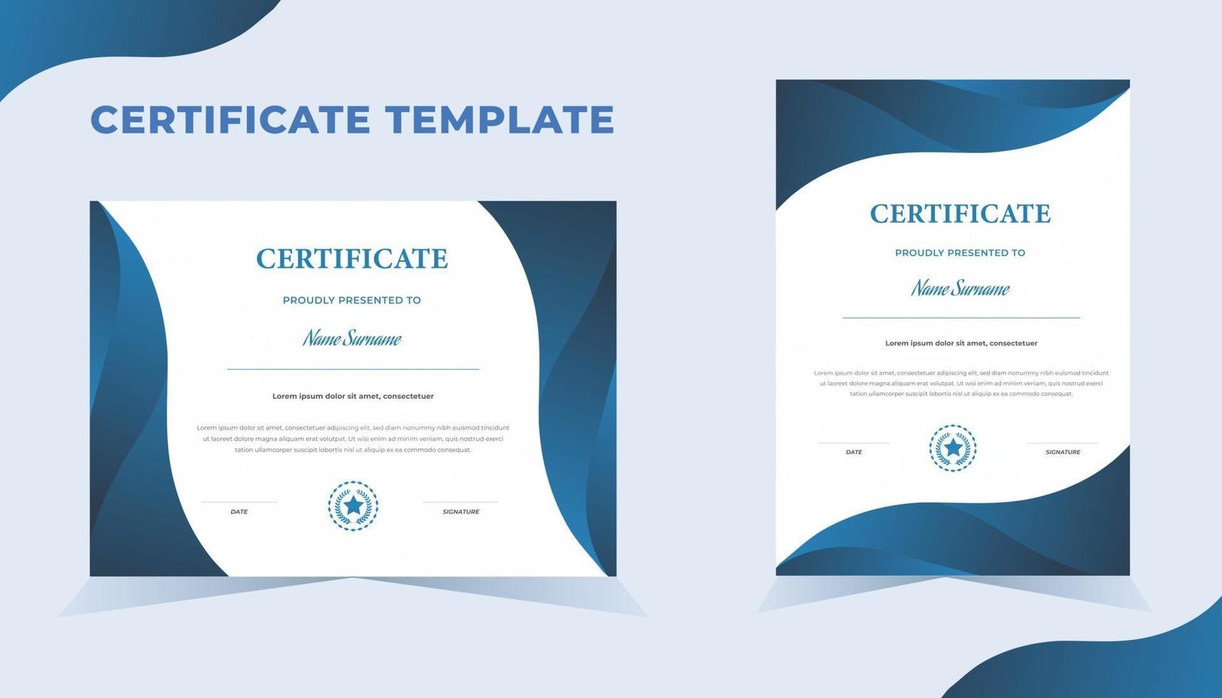 Creative certificate of appreciation award template with blue  color vector