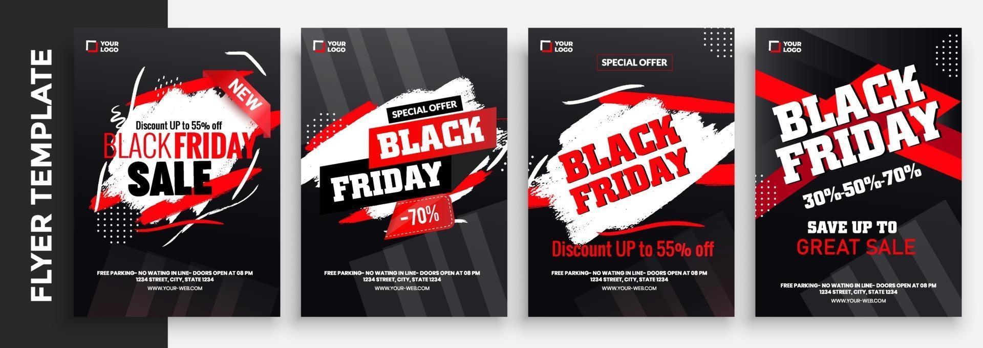 Black Friday Sale flyers design with balloons and confetti vector