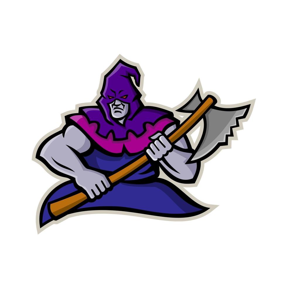 medieval executioner with ax mascot retro vector