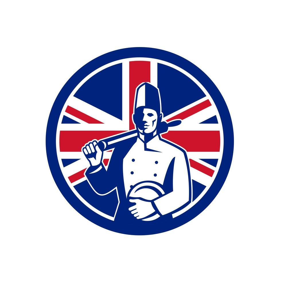 chef with roller and USA Flag mascot retro vector
