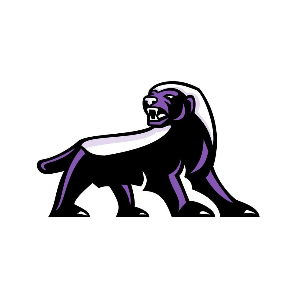 honey badger full body mascot retro vector