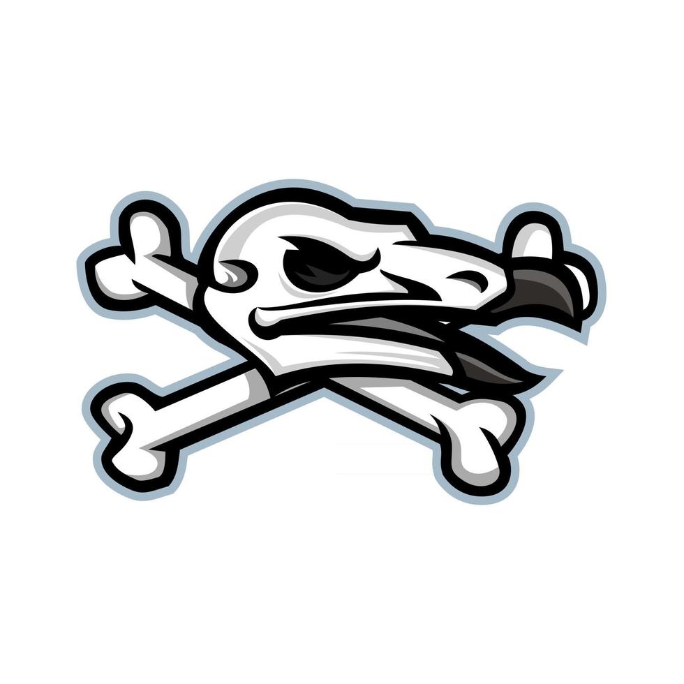 vulture skull crossed bones mascot retro vector