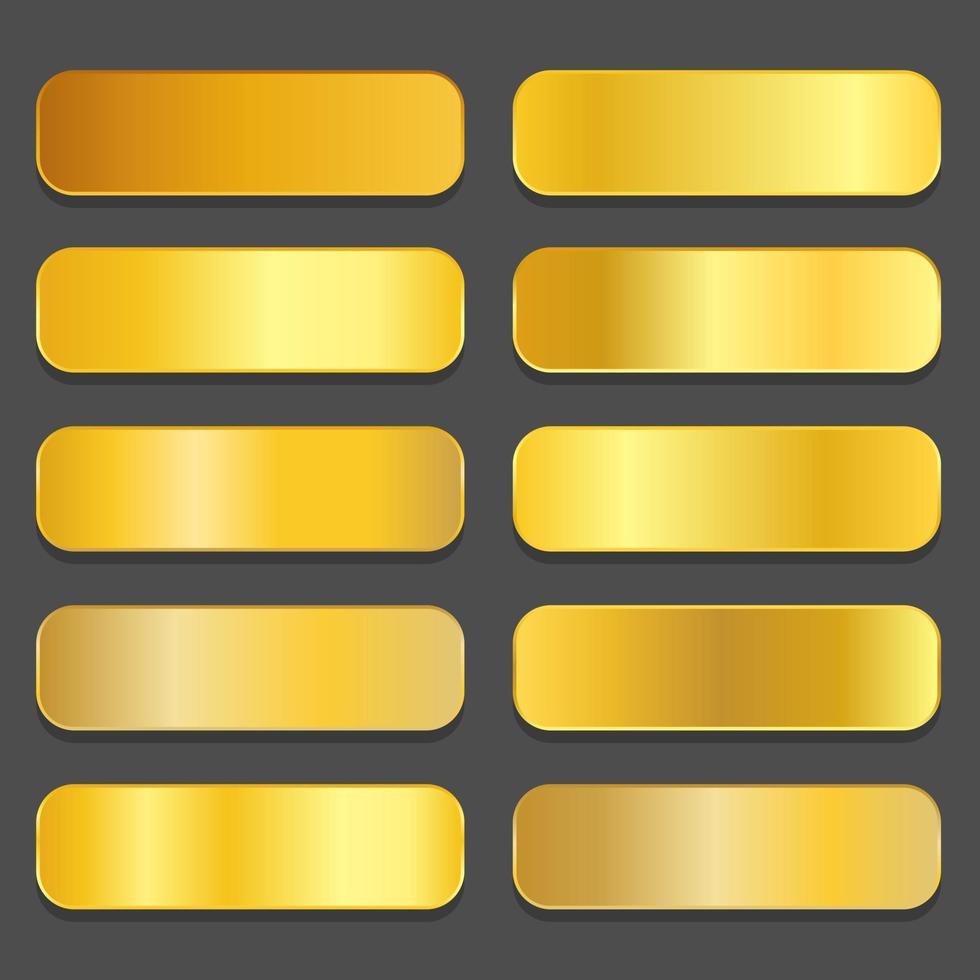 Yellow gold gradients Golden metallic gradients vector