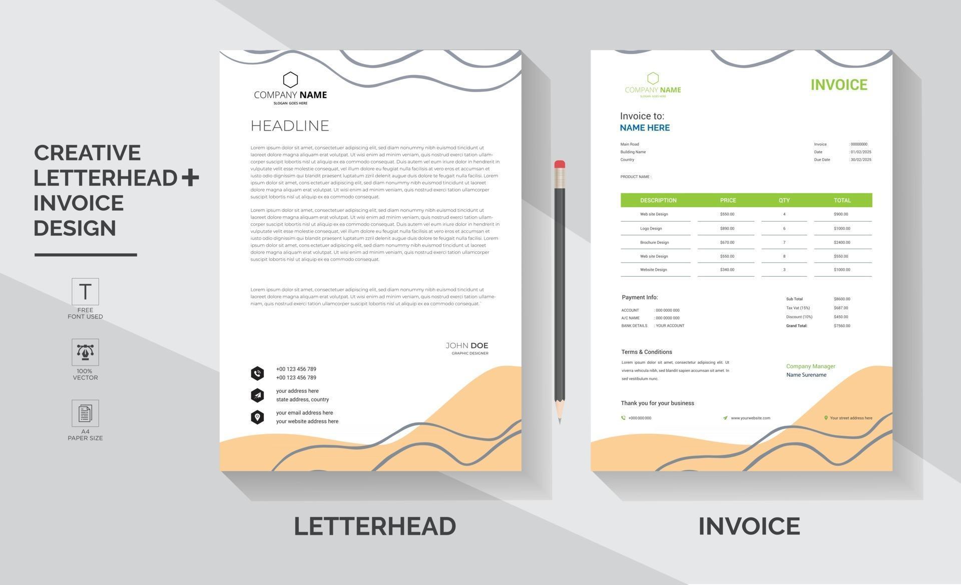 letterhead and invoice template 2990264 Vector Art at Vecteezy