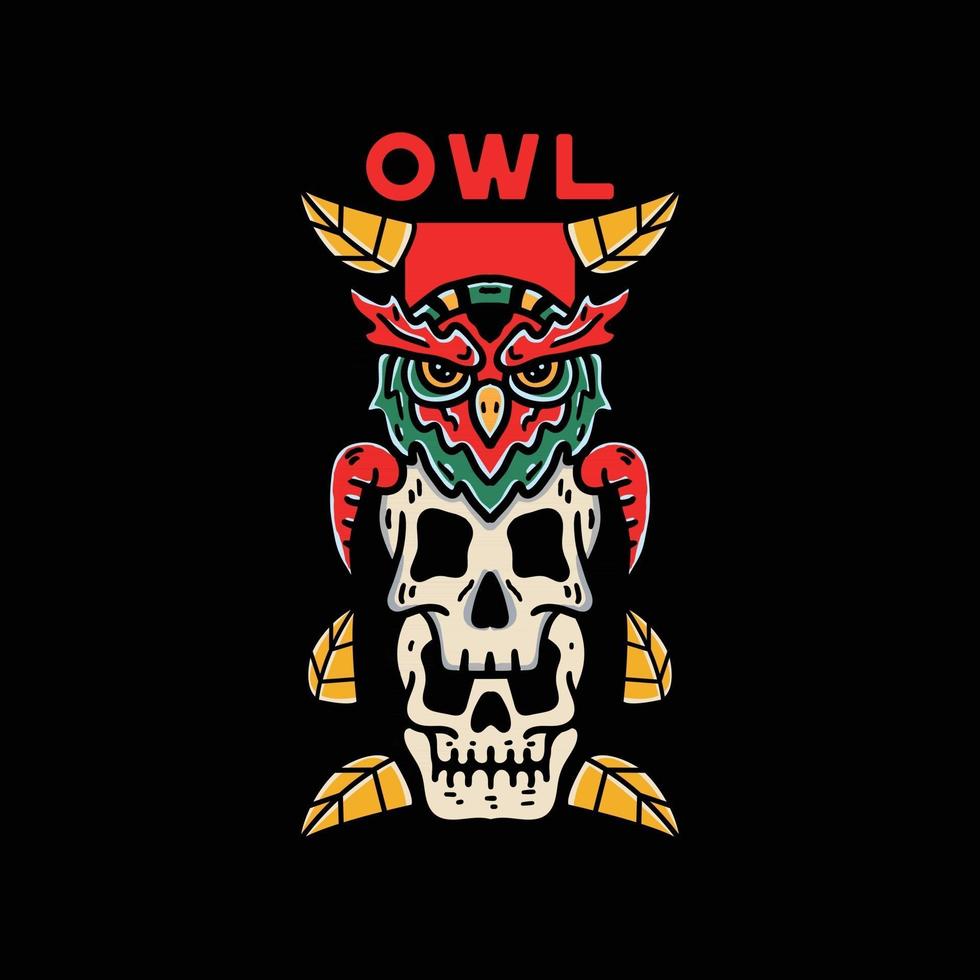 Owl skull illustrations vector