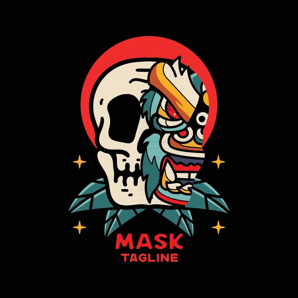 skull lion dance illustration for tshirts vector