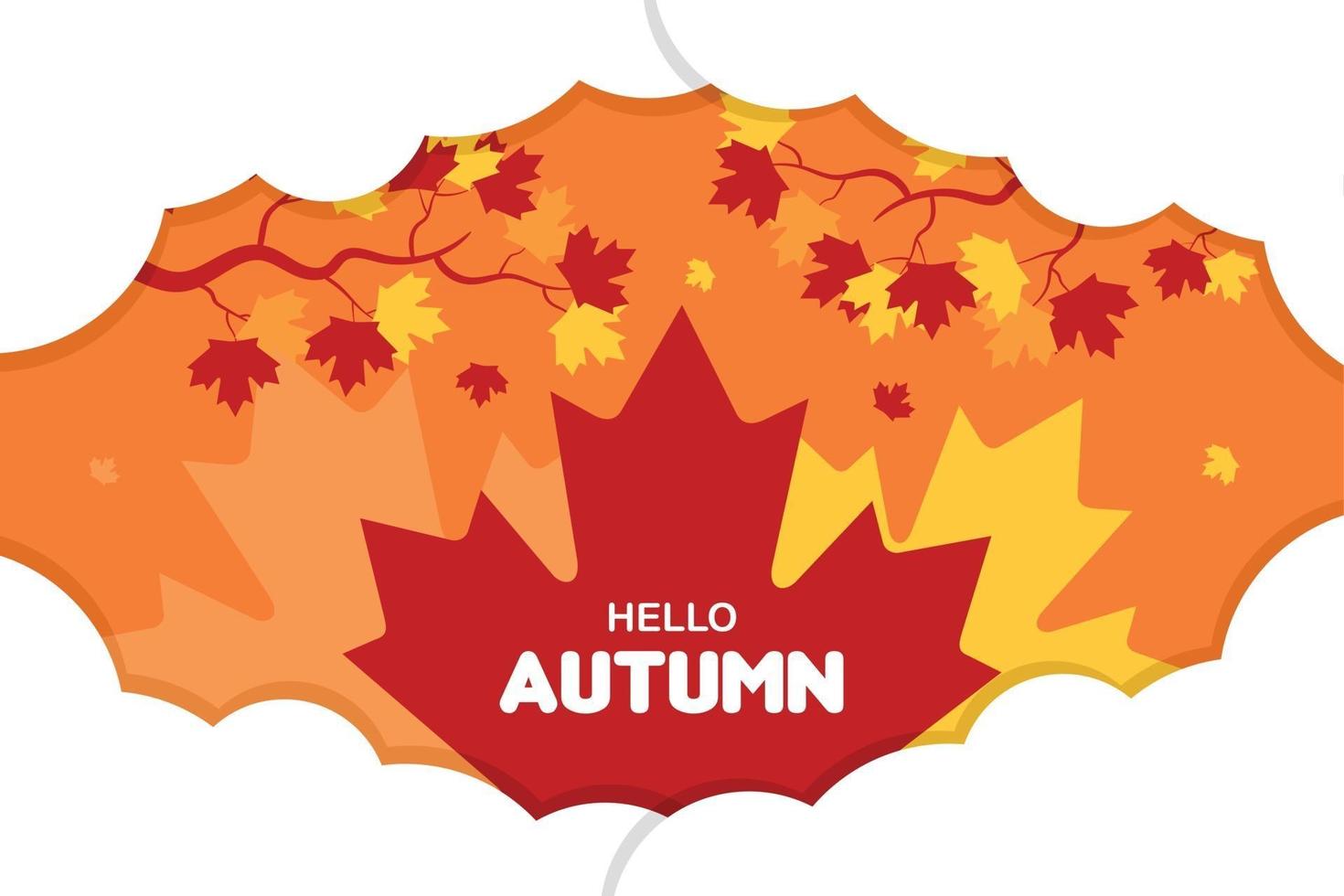 Hello Autumn Leaf Cloud Vector