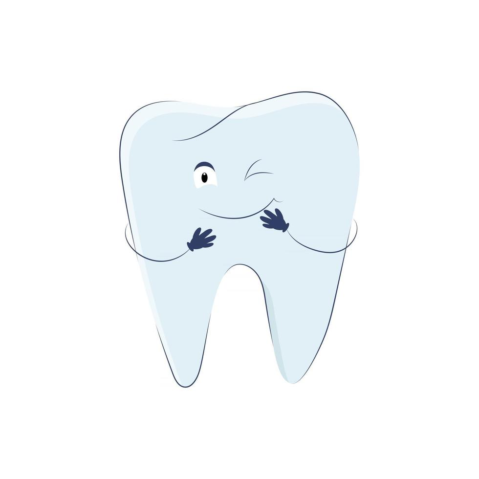 Cute winking tooth in cartoon style vector