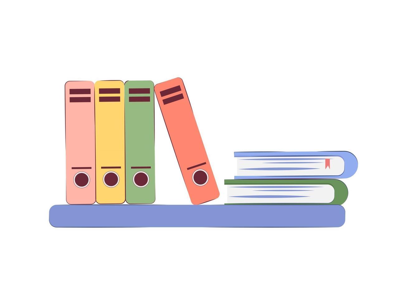 Simple wall shelf with colorful folder vector