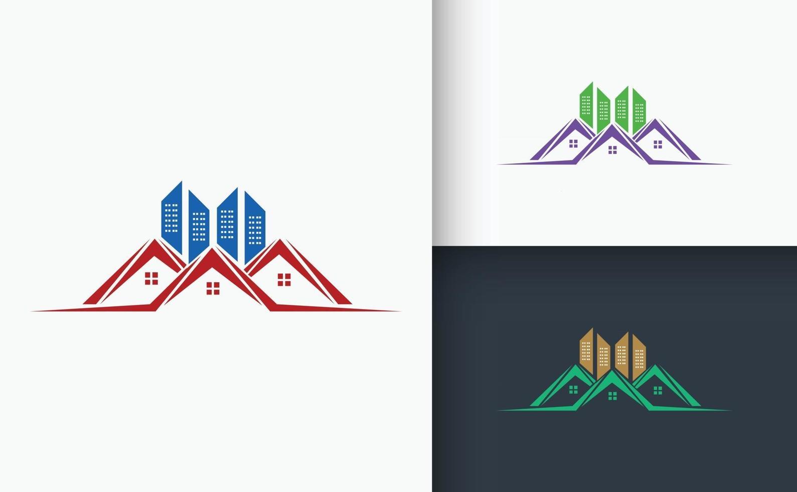 conjunto de logotipos de bienes raíces y construcción vector