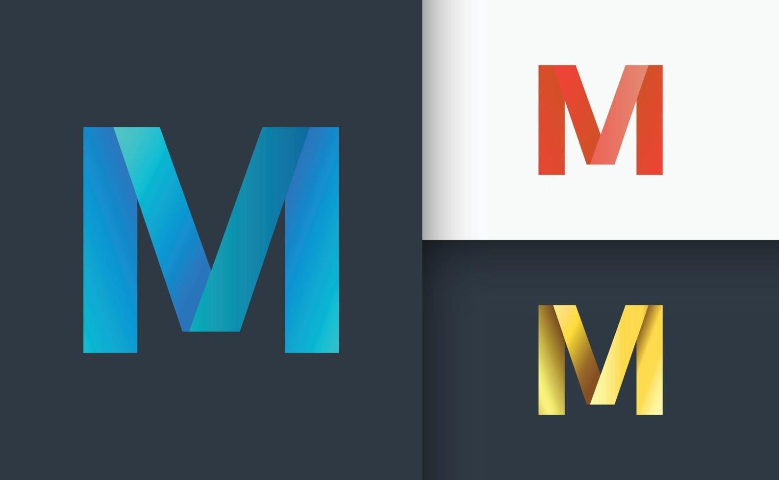 M letter logo 3d type logo vector