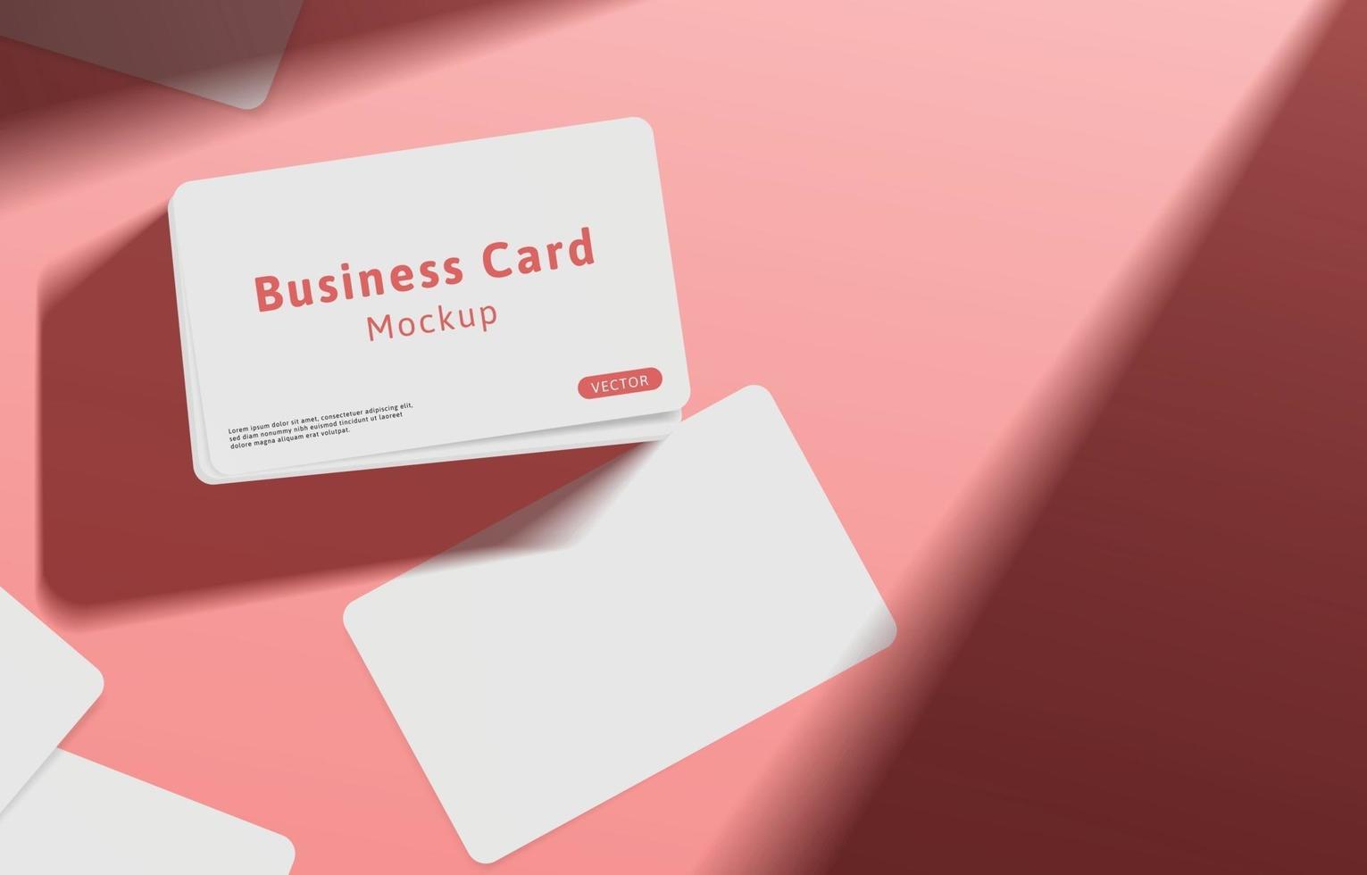 Modern white business cards mockup tamplate with pink background. vector