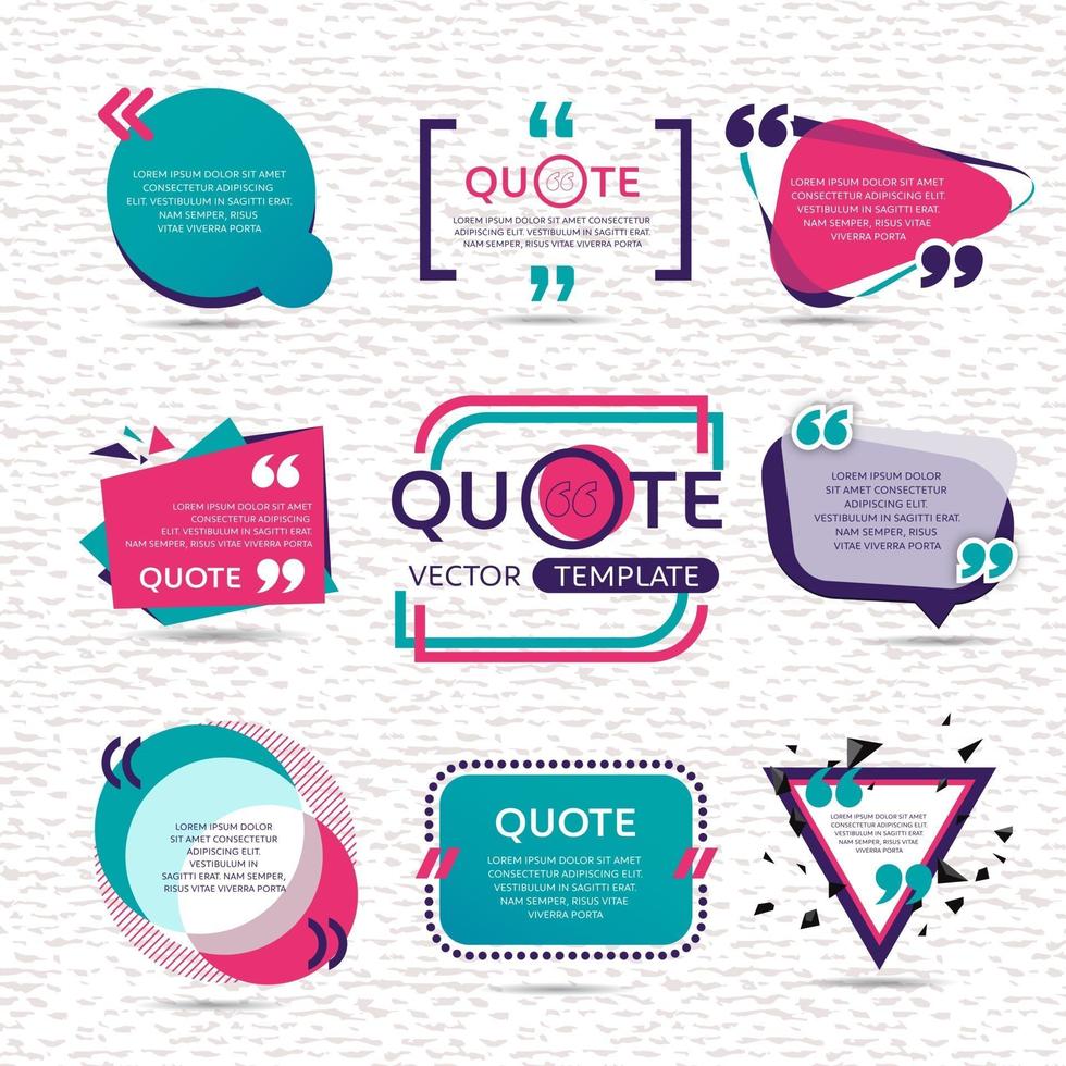 CEvector set of Creative quote text template with colorful background vector