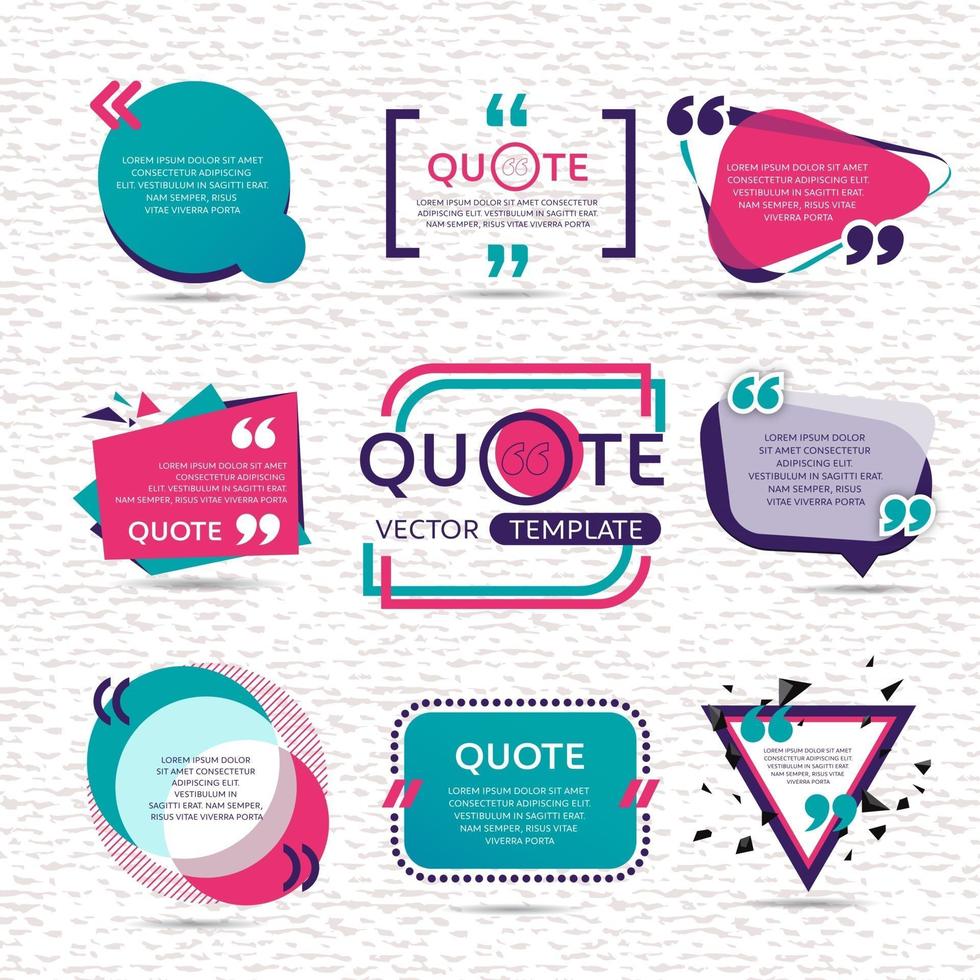 CEvector set of Creative quote text template with colorful background vector