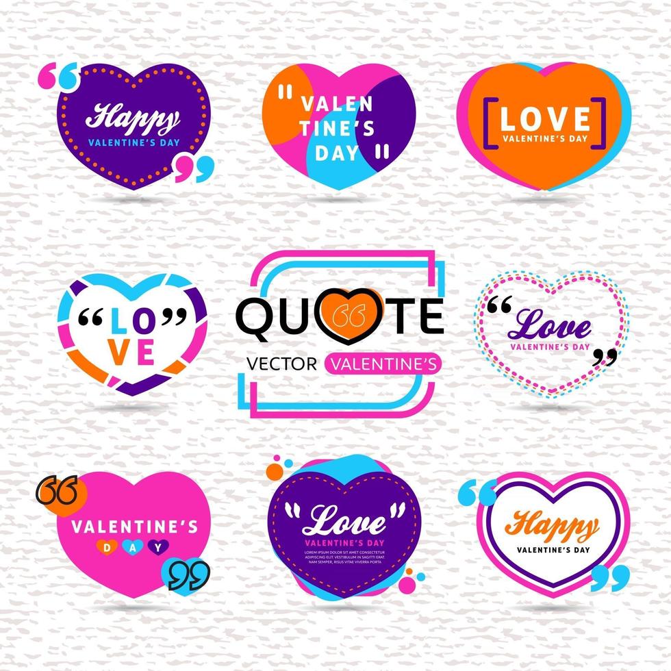 vector set of valentines day Creative quote text with Heart Shaped