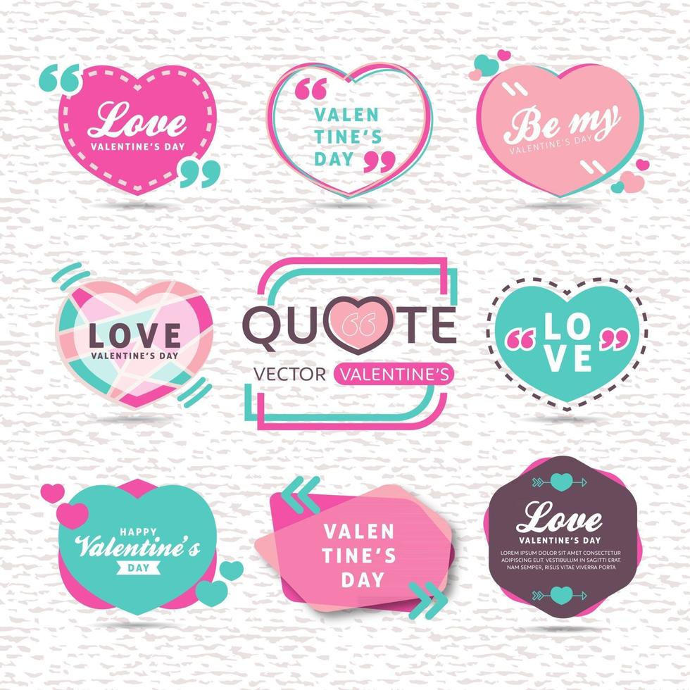 vector set of valentines day Creative quote text with Heart Shaped