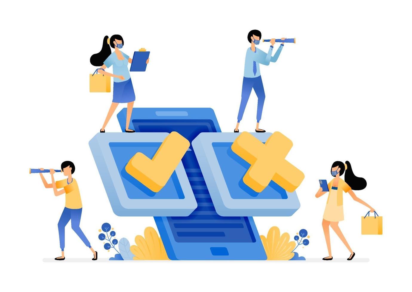 mobile application for survey polling and election voting technology vector