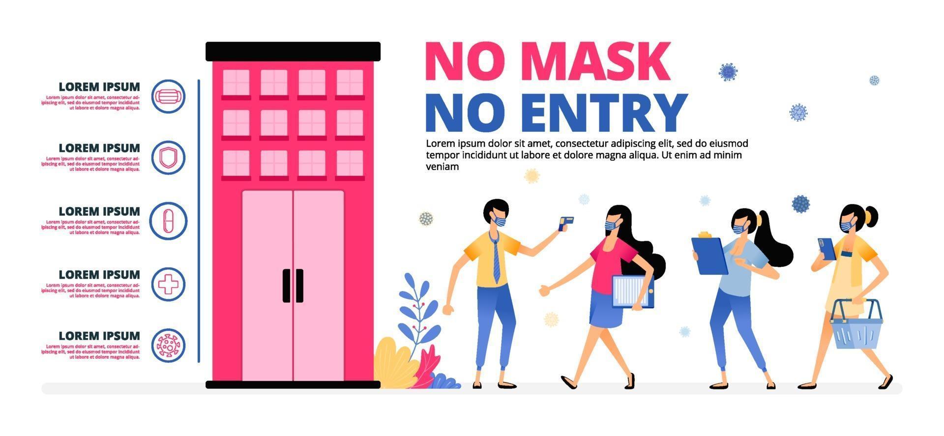 warning for people to follow health protocol when entering building vector