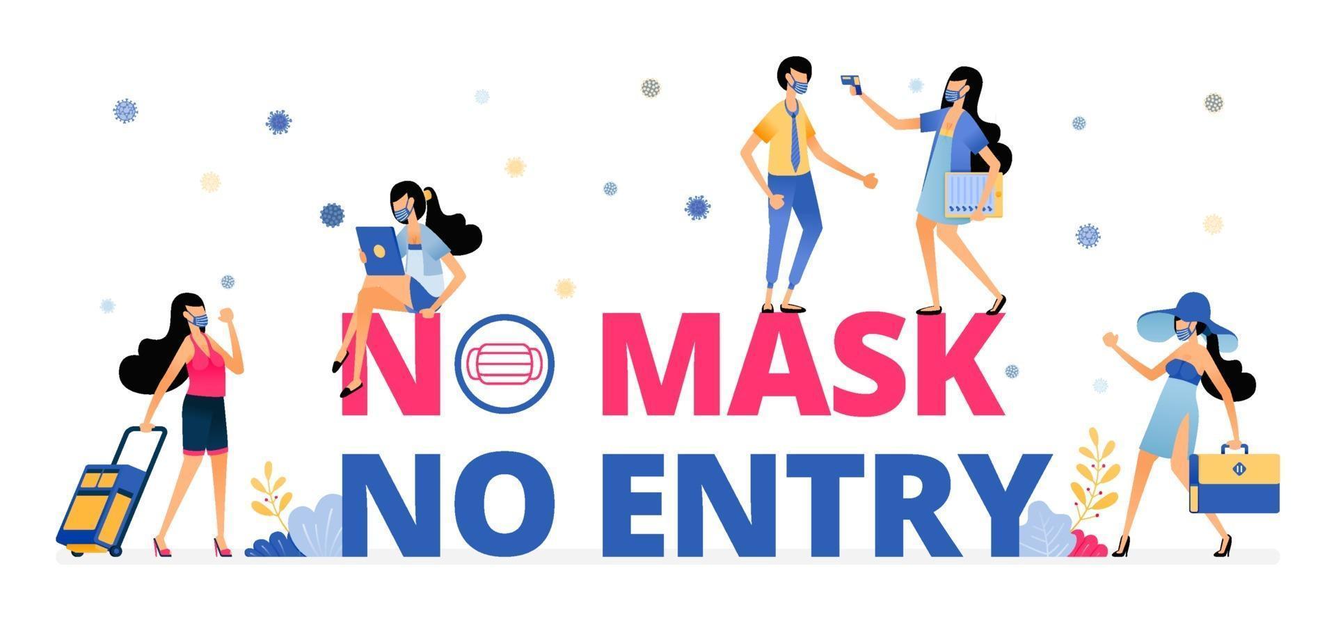 mandatory warning sign to wear a mask while on vacation or traveling vector