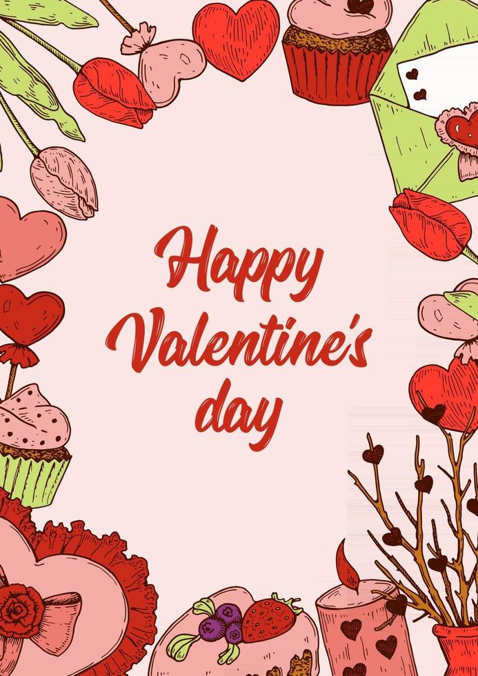 Valentines day vertical greeting card vector