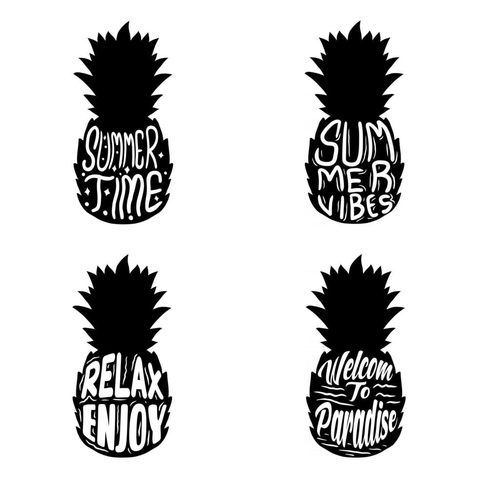 letras de verano en piñas vector