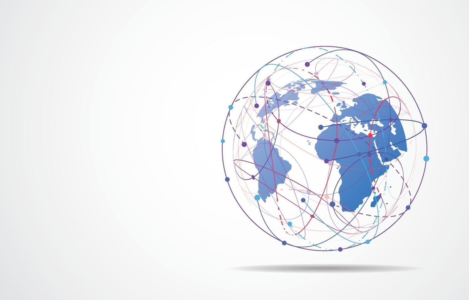 Global network connection. World map point and line composition vector