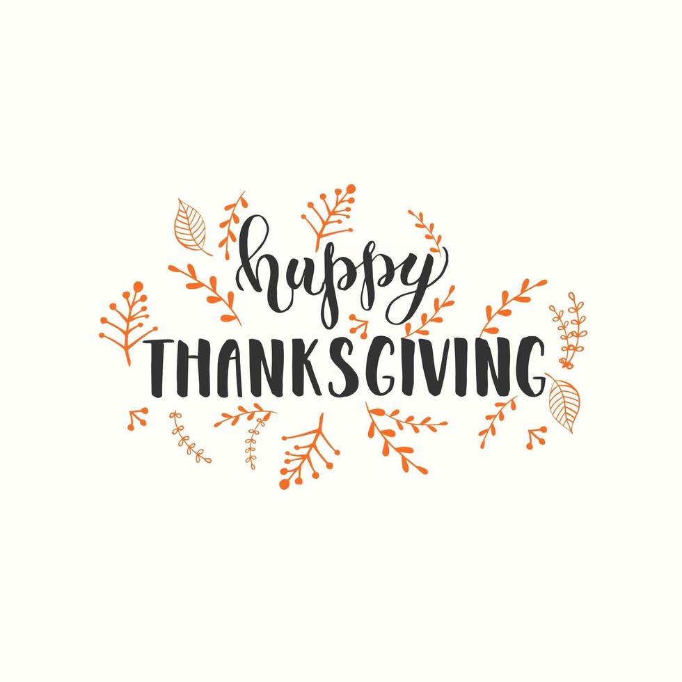 Autumn lettering calligraphy phrase - Happy Thanksgiving. vector