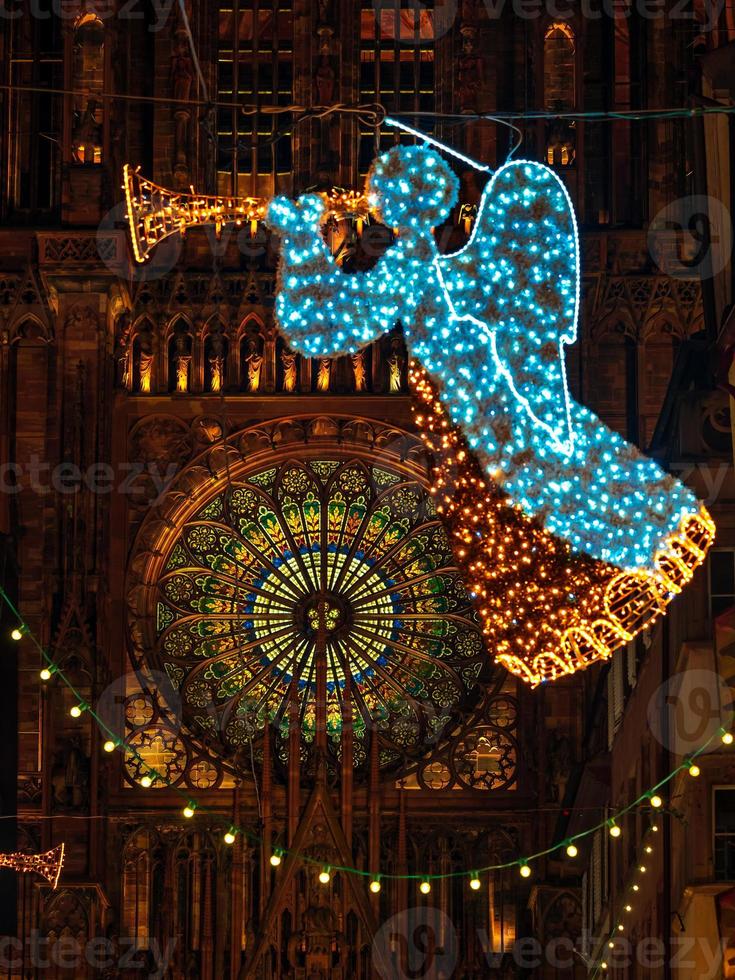 Christmas decorations on the streets of Strasbourg, France photo