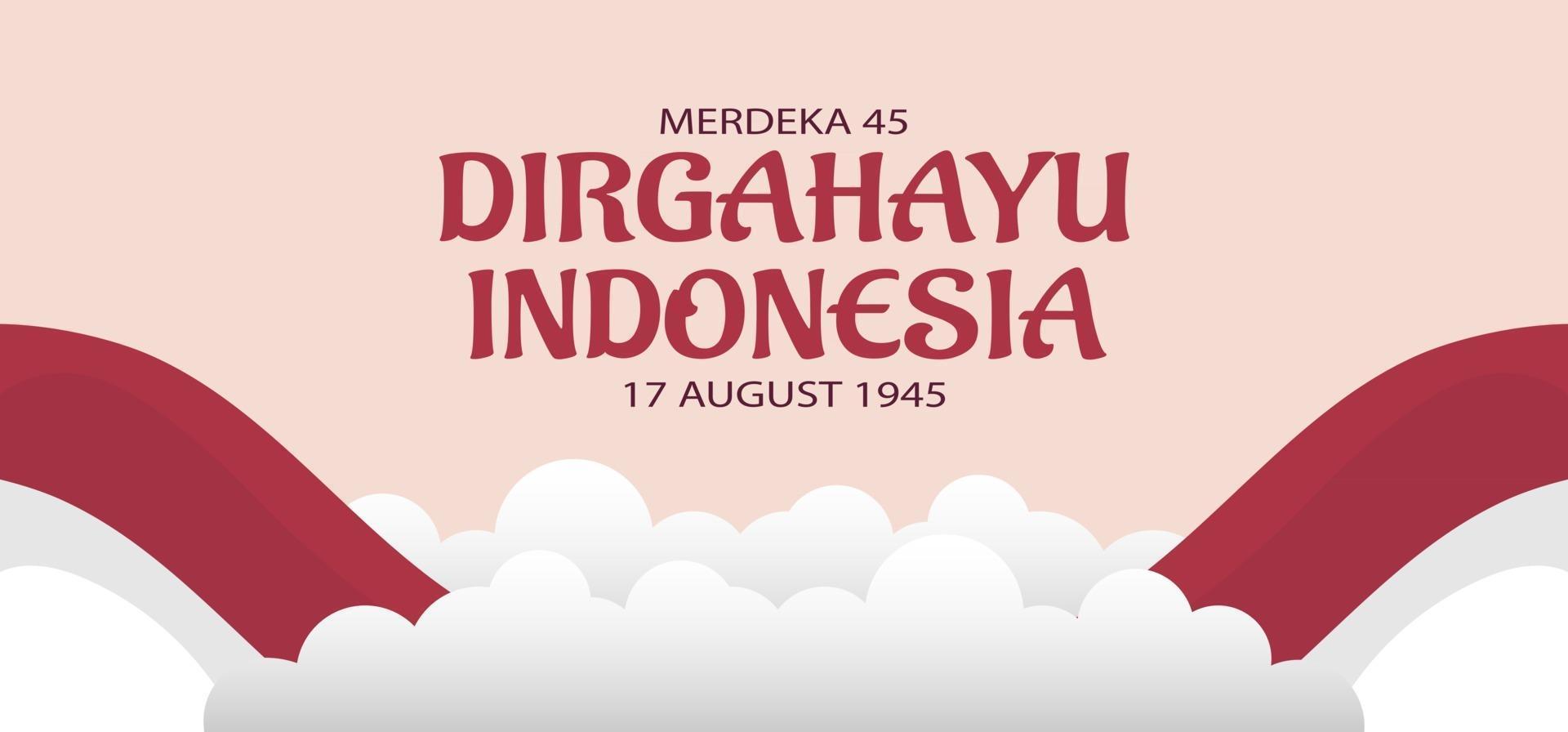 Diseño de banner de paisaje del día de la independencia de Indonesia. vector