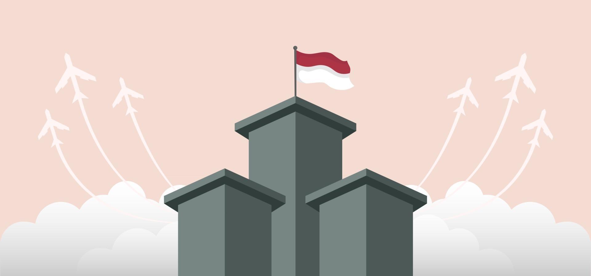 Indonesia independence day landscape banner design. vector