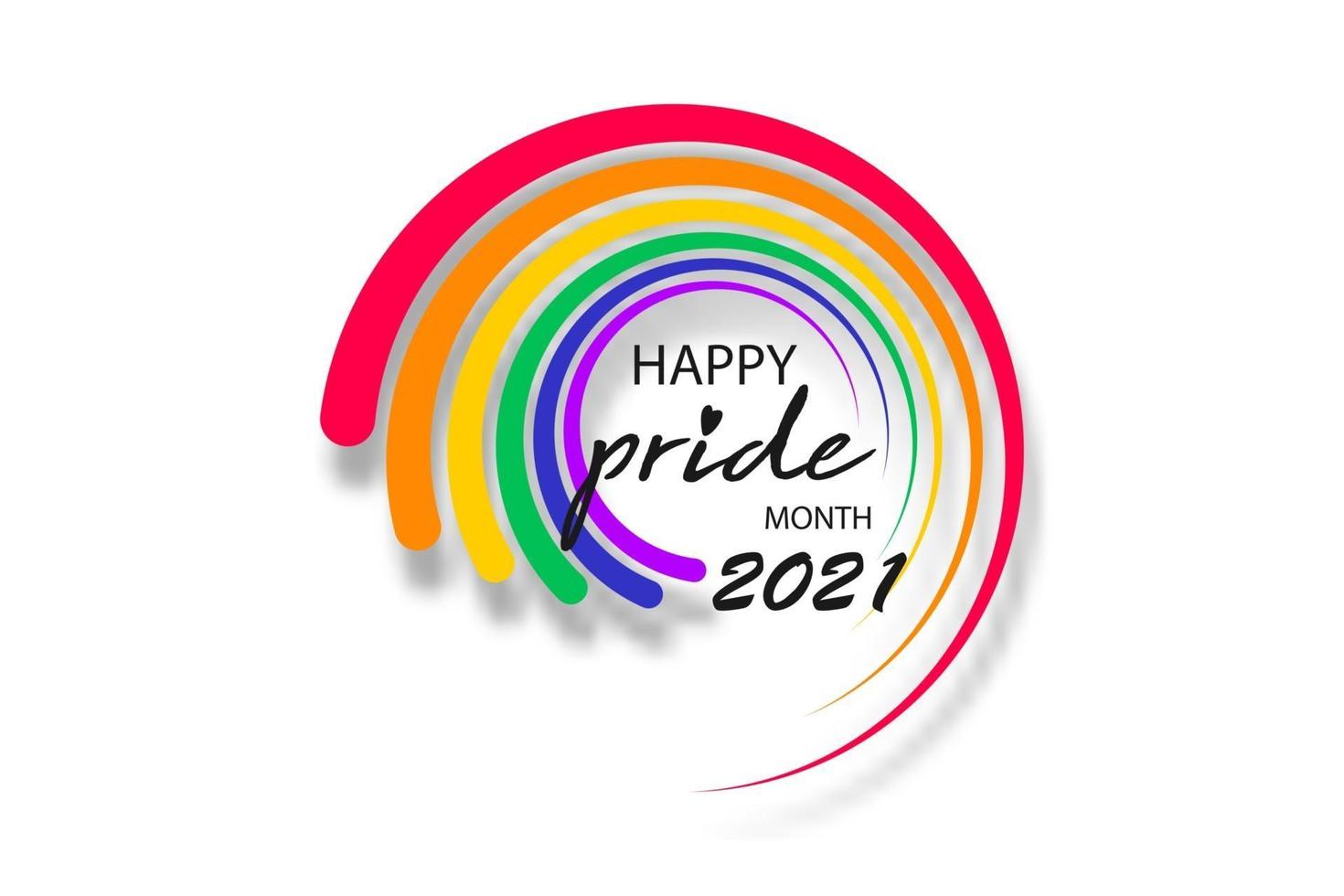 Pride month 2021 logo with rainbow flag. Banner Pride symbol vector