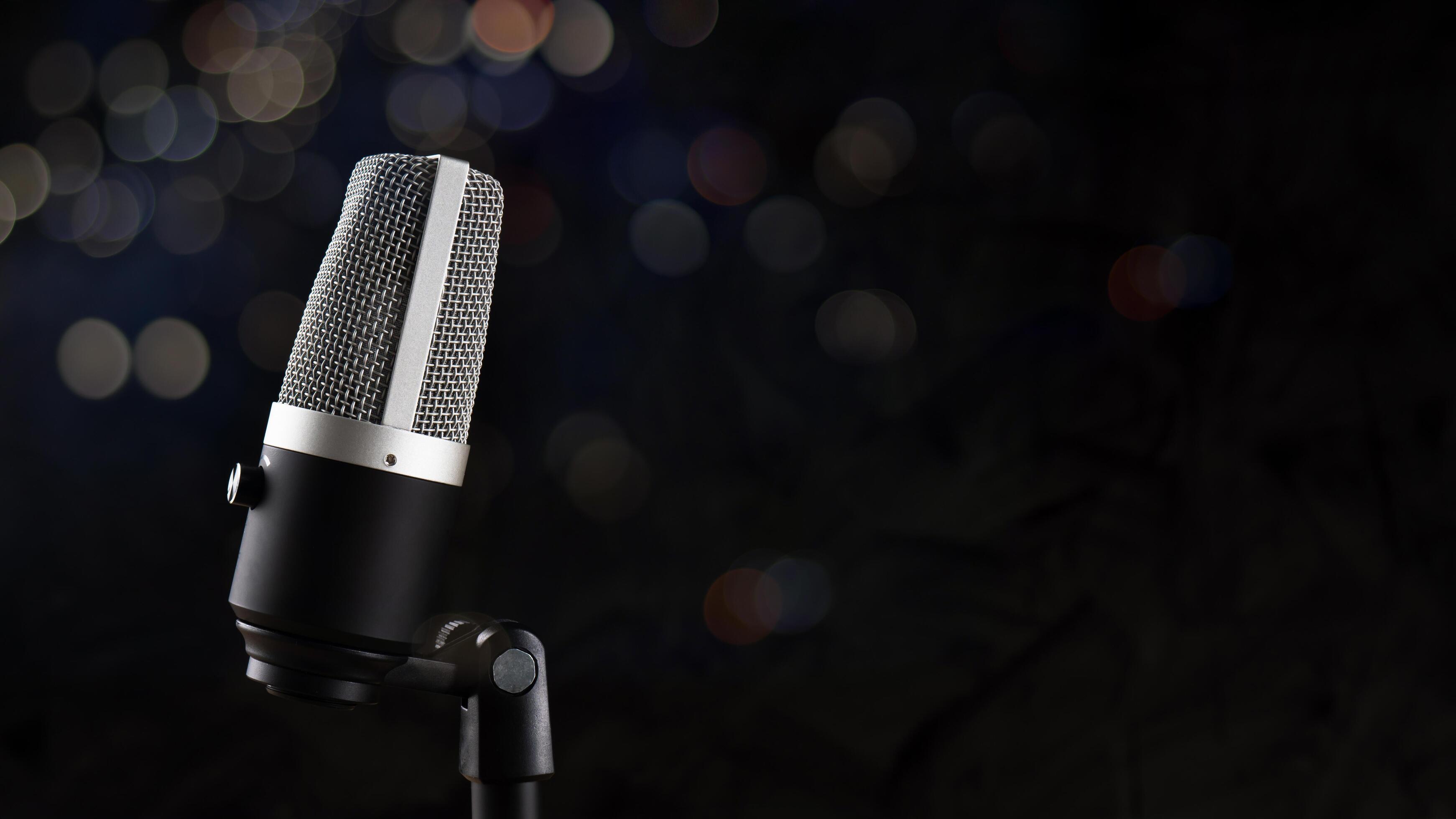 microphone for audio record or Podcast concept, single microphone on