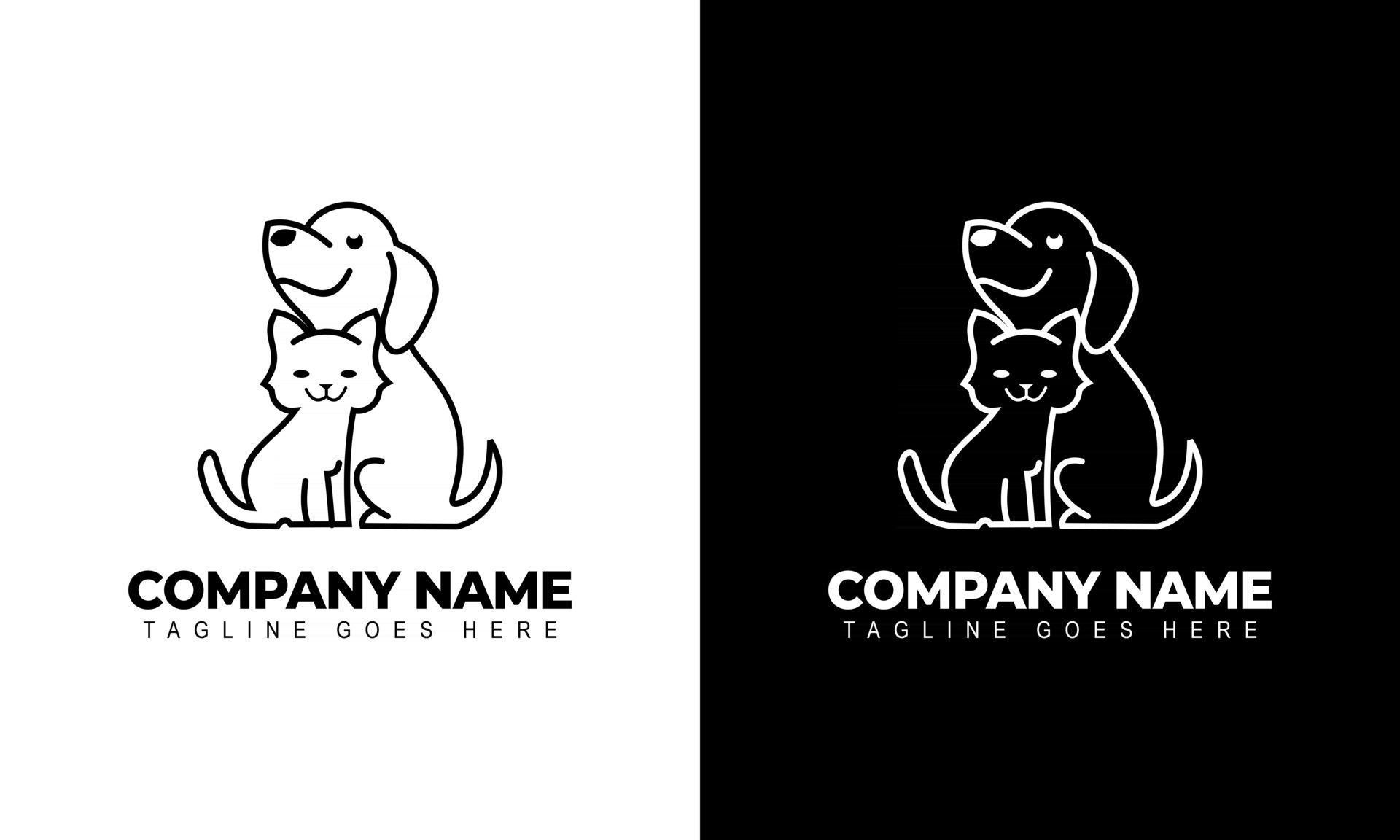 Vector of a Dog and Cat logo design Animals graphic illustration