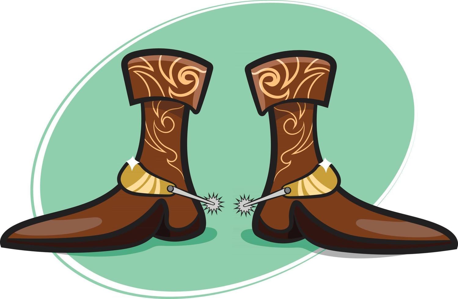 Stylish Cowboy Boots with Spurs vector