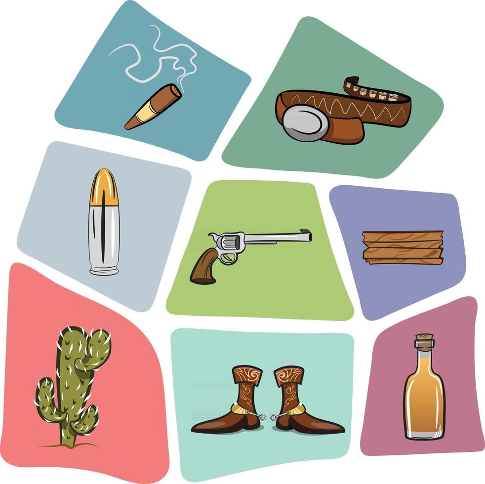 Wild Western Texas Desert Elements Collage vector