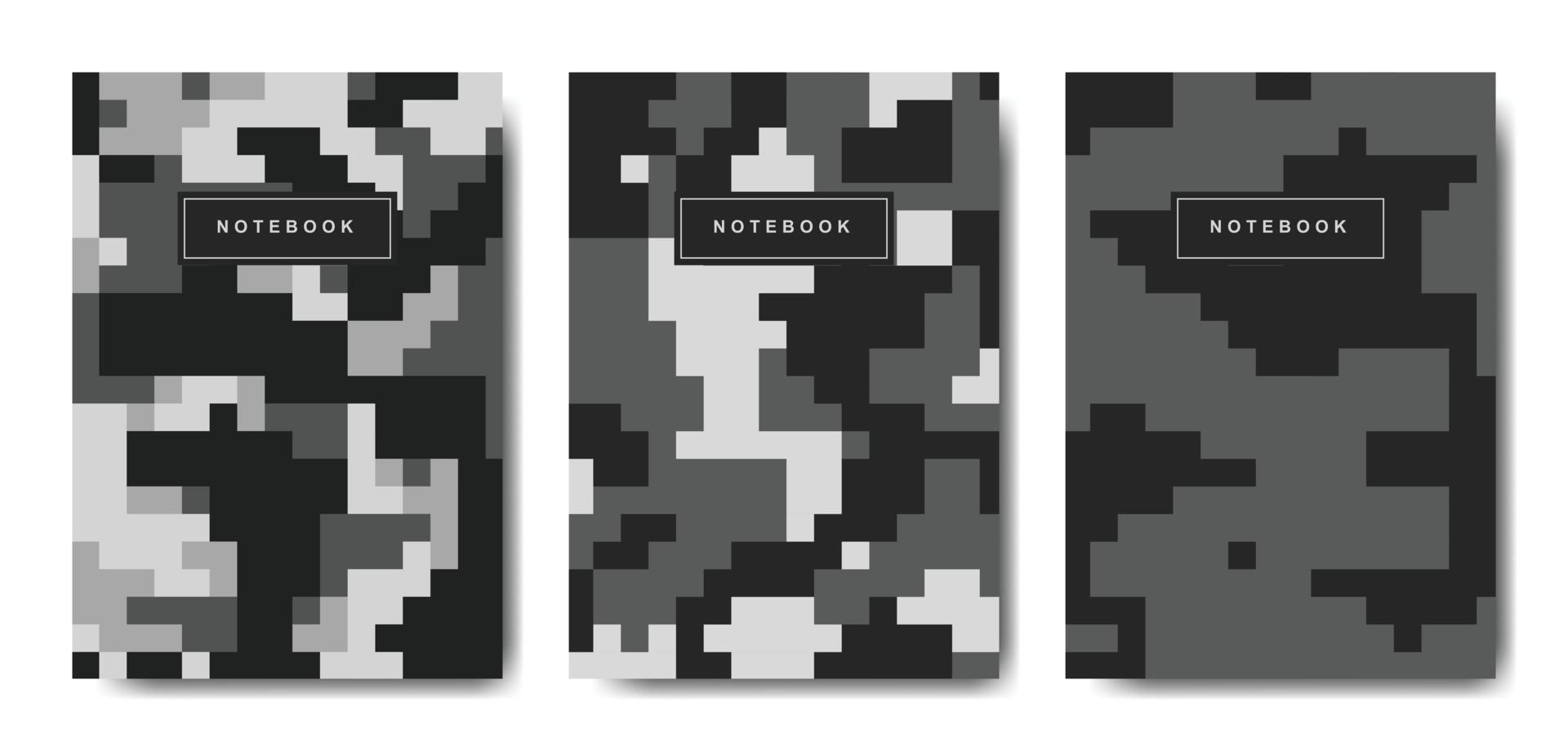 cuaderno con tapa de camuflaje de píxeles militares y militares vector