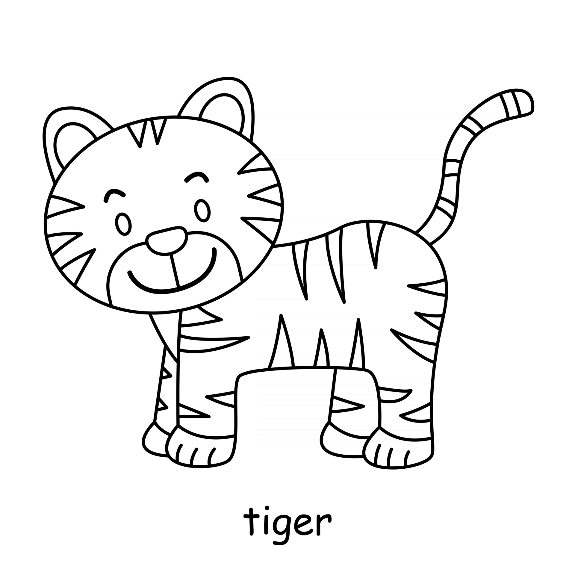 children coloring on the theme of animal vector, tiger 2991261 Vector Art  at Vecteezy