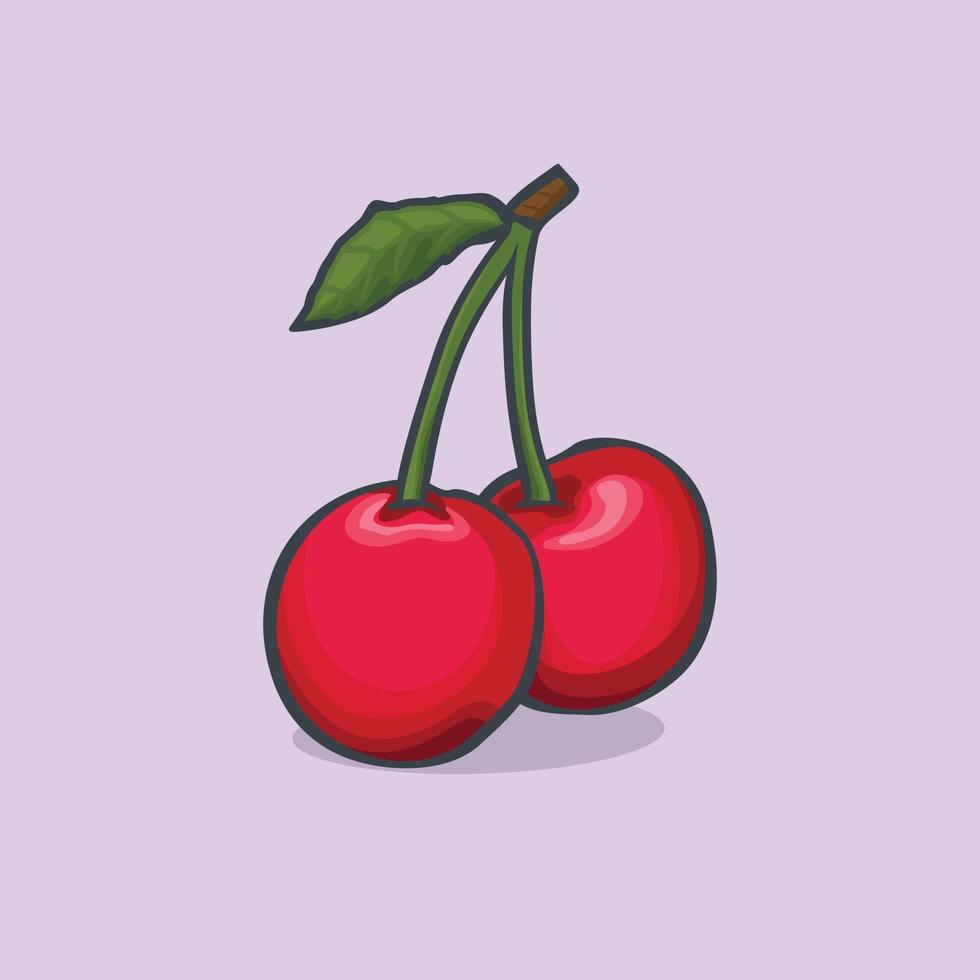 cereza, icono, aislado, vector, ilustración vector