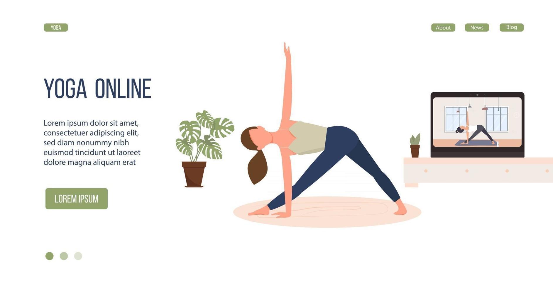 Online yoga practice. Banner design. illustration, eps 10 vector