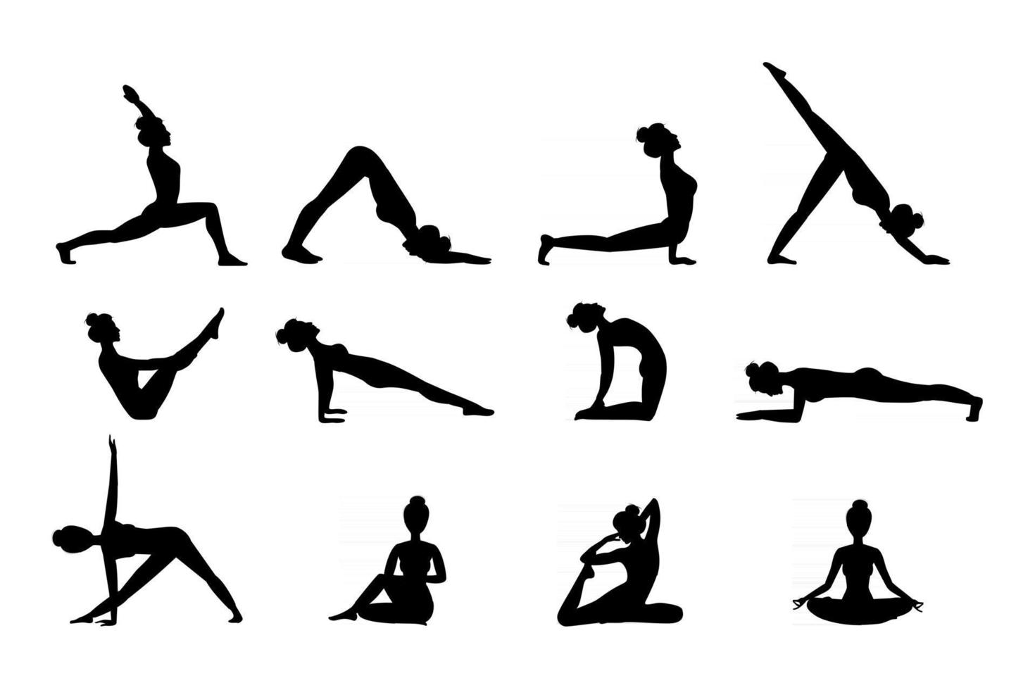silueta de mujeres practicando yoga. ilustración vectorial vector
