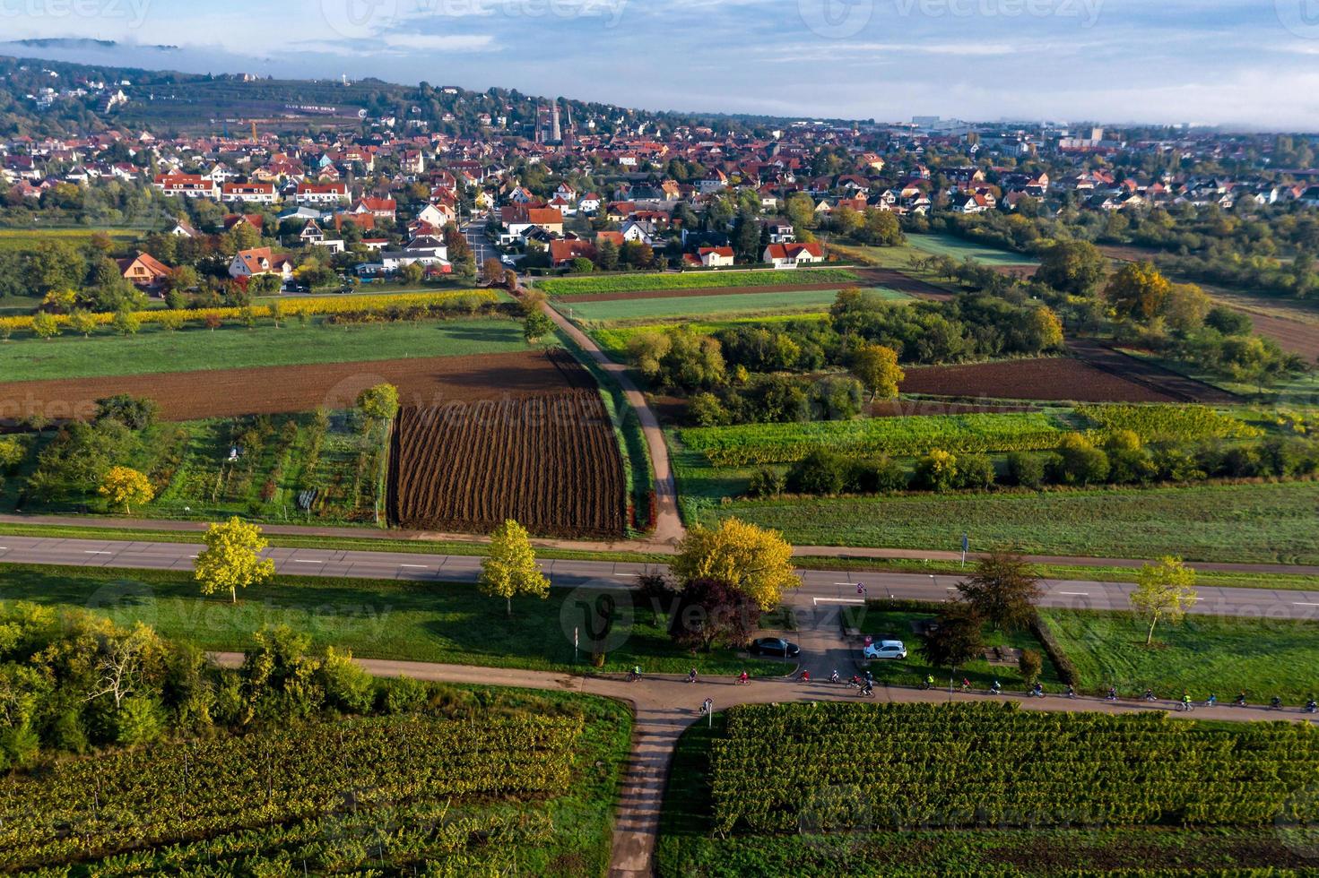 A drone view of the Vosges foothills, France photo