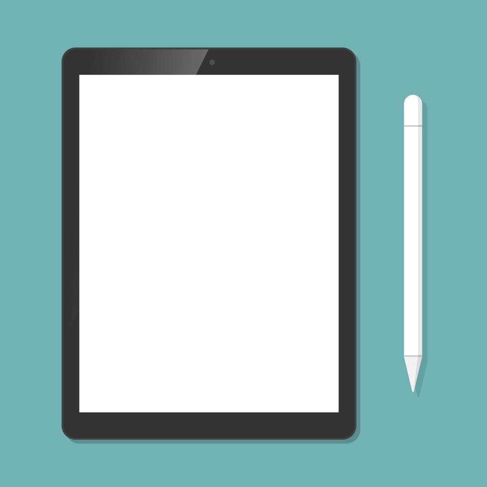 Tablet with Pen Mouse. Vector illustration