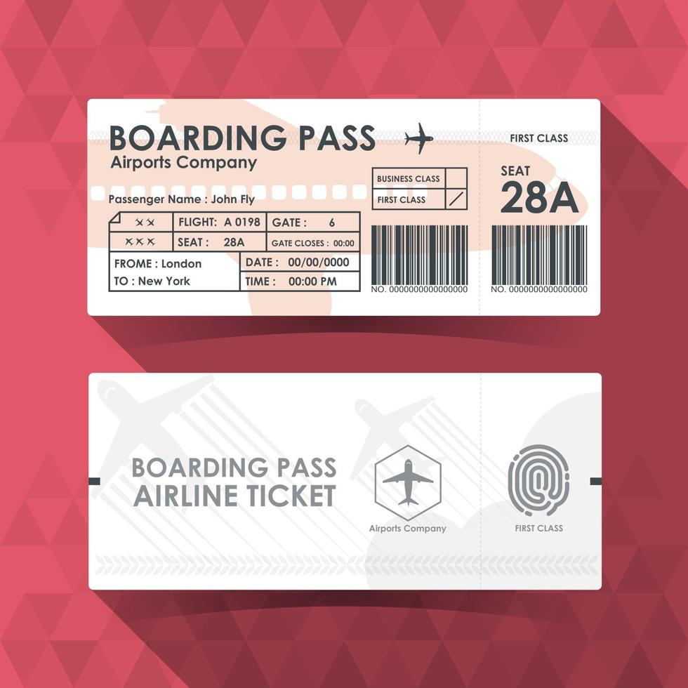 Boarding pass tickets white paper design. Vector illustration