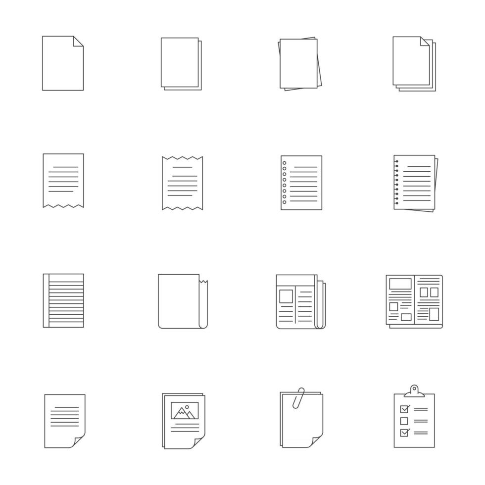 icono de documento en papel. diseño de línea. ilustración vectorial vector