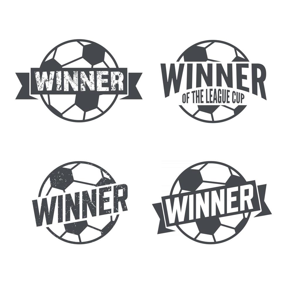 ganador de fútbol soccer. diseño de placa de sello. ilustración vectorial vector
