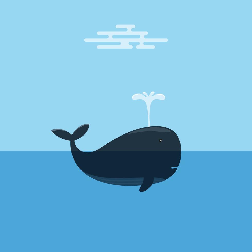 ballena rociando agua, mínima. concepto de conservación marina. vector